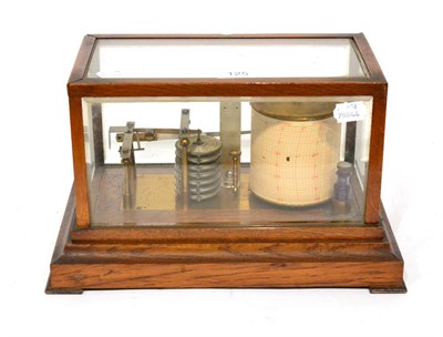 Lot 125 - Negretti & Zambra Barograph with six vacuum sections, brass/steel frame and mercury thermometer...