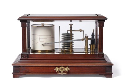 Lot 127 - Short & Mason Ltd (London) Barograph with eight vacuum sections, brass frame, ink bottle and...