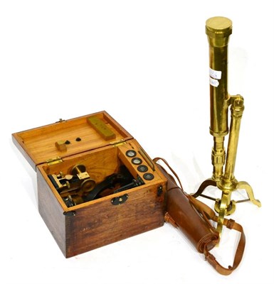 Lot 137 - Bausch & Lomb (Rochester, USA) Binocular Microscope with brass/lacquered parts and plano mirror...