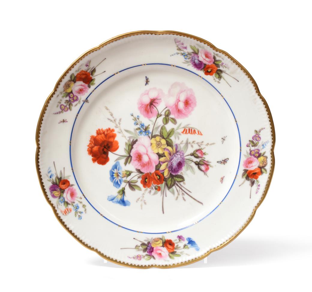 Lot 8 - A Nantgarw Porcelain Plate, circa 1818-20, painted in London with a flower spray and insects within