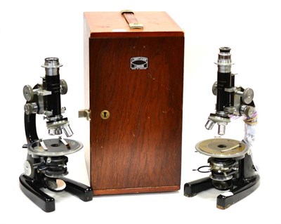 Lot 144 - J Swift 7 Son (London) Microscope 24494 with three lens turret, circular rotating stage with...