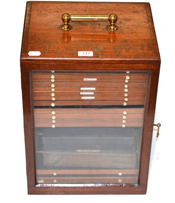 Lot 147 - Victorian Mahogany Microscope Slide Collectors Cabinet, with sixteen drawers (some missing),...