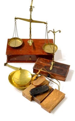 Lot 210 - Various Scales including a set of opium scales, Avery hand balance with glass pans and three...