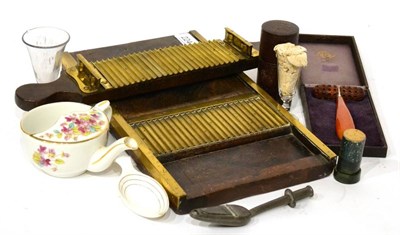 Lot 224 - Pill Tray And Other Medical Instruments including a circulation stimulator (cased), a pewter Gibson