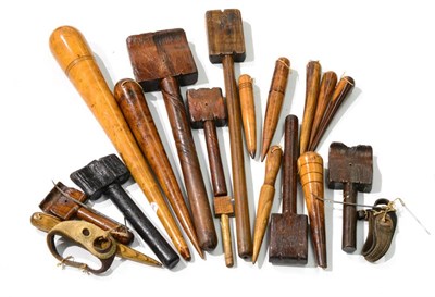 Lot 226 - A Collection of Sailmakers Tools, mainly wood, including fids, seam rubbers, serving boards,...