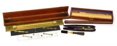 Lot 232 - Various Drawing Instruments including Winter & Son brass rolling parallel, Cail (Newcastle)...