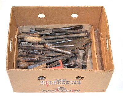 Lot 234 - A Box of Steel Tools, including hammers, chisels etc