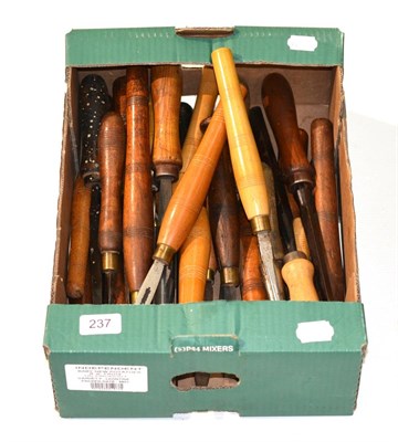 Lot 237 - A Collection of Thirty Wooden Handled Chisels and Gouges, various makers