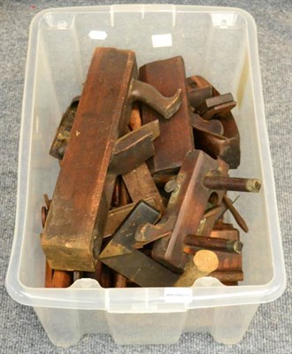 Lot 239 - A Collection of Woodworking Tools, including beech plough, smoothing and moulding planes, saws,...