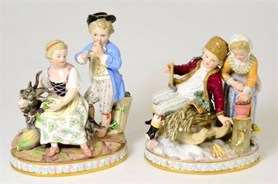 Lot 21 - A Pair of German Porcelain Figure Groups of the Seasons, late 19th century, Autumn as a boy and...
