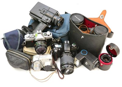 Lot 276 - Nikon F75 Camera with AF Nikkor f3.5-5.6 28-100mm lens (in soft case), Minolta XG2, Olympus Trip 35