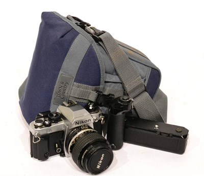 Lot 278 - Nikon FA Camera no.5038854, with Nikkor f1.4, 35mm lens and MD12 motor drive, in soft case