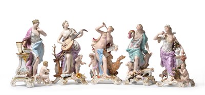 Lot 24 - A Set of Five Meissen Porcelain Figures of Classical Maidens Allegorical of the Senses, late...