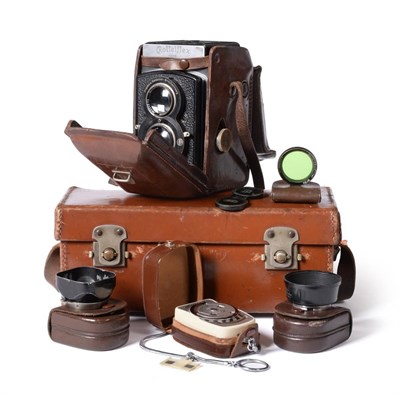 Lot 295 - Rolleiflex Standard TLR Camera No.525616 with Carl Zeiss Jena Tessar f3.5, 75mm Lens, in...