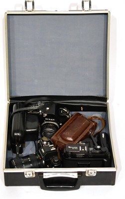 Lot 304 - Various Cameras including Nikon F with Fujinon f1.8, 55mm lens, Canonet QL19 with Canon SE...