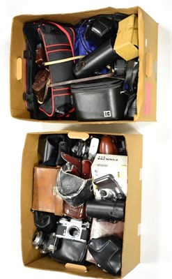 Lot 309 - Various Cameras including two Olympus OM10s, OM2N, Monte Carlo folding and others; lenses:...