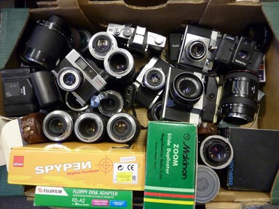 Lot 317 - Various Lenses And Other Items including Tokina AT-X f4-5.6, 50-250mm, Nikkor f4.5, 300mm, Hoya...