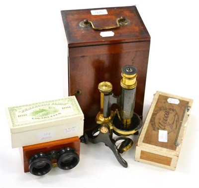 Lot 326 - Jules Richard Verascope Stereoviewer with mahogany case with 29 1920's glass slides; together...