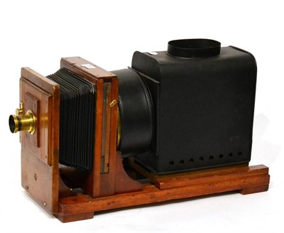 Lot 334 - Magic Lantern with mahogany body/frame and Busch's Rapid Aplanat No.2 8"; brass lens fitted...