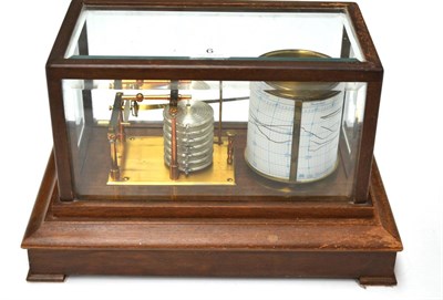 Lot 6 - Barograph in glazed case with bevelled glass and drawer for additional charts, with seven...