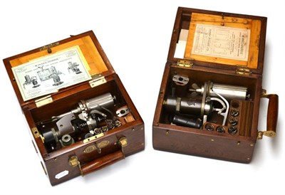 Lot 17 - McInnes Dobbie Steam And Gas Indicators two examples of different sizes, both in mahogany cases (2)