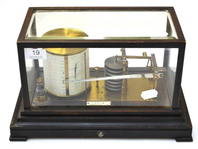 Lot 19 - T B Winter & Son (Newcastle) Cased Barograph with seven vacuum sections, ink bottle, lower...