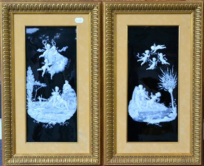 Lot 33 - A Pair of French Pâte-sur-Pâte Porcelain Plaques, by J Cope, circa 1880, worked in white slip...