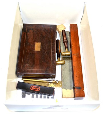 Lot 26 - Various Items including Compass & Divider set in wooden case, two shot powder measures, a set...