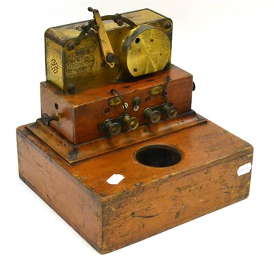 Lot 30 - Wheatstone Receiver (Morse Inker) with brass main body stamped 'GPO' on mahogany base with two...