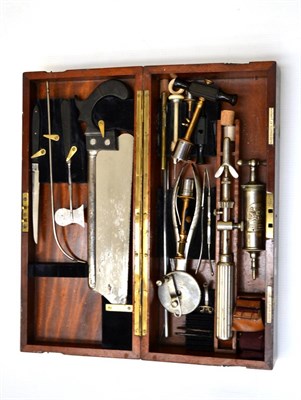 Lot 54 - S Mawson & Thompson (London) Craniotomy And Amputation Set containing various ebony handled...