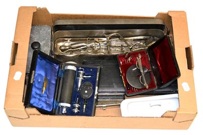 Lot 56 - Various Medical Instruments including two Catheter sets, small Instruments set, Ophthalmoscope...