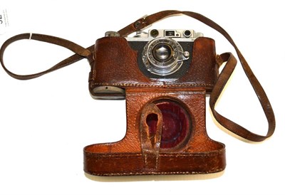 Lot 92 - Leica II Camera No.99773 chrome, with Leitz Elmar f3.5, 50mm lens, in leather case