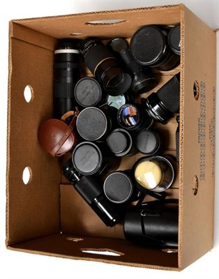 Lot 96 - Lenses A Collection Of Assorted Examples including Carl Zeiss Jena Sunnar f4, 135mm; Canon FD...