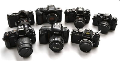 Lot 103 - Nikon Cameras Nikkormat FT, EM, F401S, FE2, F301, F50 & F501 (7)