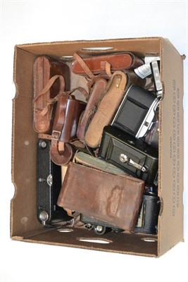 Lot 153 - Various Folding Cameras including No.2 Hawkette (Bakelite), Kodaks, Kershaw Raven and others (20)