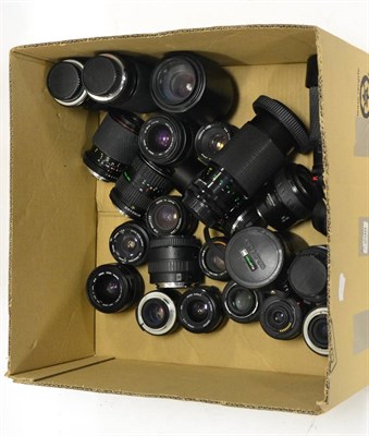 Lot 155 - Various Lenses including Minolta Rokkor f4.5, 200mm, Zeiss Planar f1.7, 50mm, Minolta f4-5.6,...