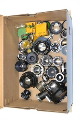 Lot 157 - Various Lenses including Ross f4, 5"; wide Angle Xpres, Carl Zeiss Jena Tessar f4.5, 120mm,...