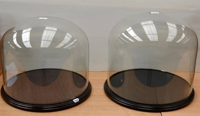 Lot 253 - A Large Glass Display Dome, early 20th century, on later ebonised stand, 42cm high; and...