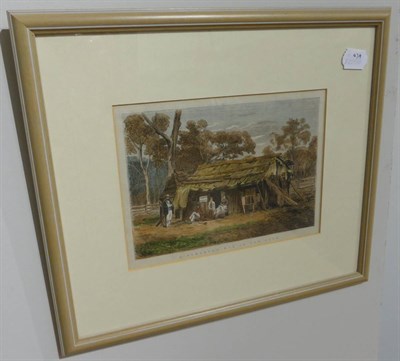 Lot 47A - A Surgeons Hut In The Bush' 19th Century Colour Print 8.5";x6.5";, 23x17cm (glazed and framed)