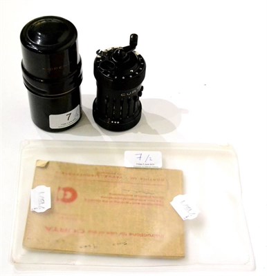 Lot 7 - Curta Universal Calculator Type 1 No. 30048 (Excellent) with booklet