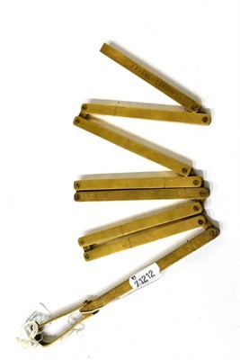 Lot 13 - J Evans (London) Brass Folding Meter Rule marked with 10cm graduations, with hanger at one end