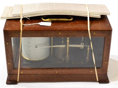Lot 17 - Negretti & Zambra Barograph R45131 with brass frame, 12 vacuum sections, black cracked metal...
