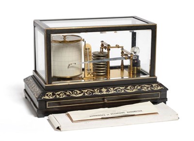 Lot 24 - Thomas Armstrong & Brother Barograph with brass frame, eight section vacuum, thermometer and...