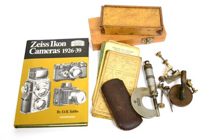 Lot 28 - Various Scientific Instruments including three Micrometers (two cased), a watch back remover...