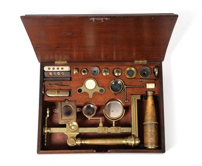 Lot 40 - Watkins & Hill (Charing Cross, London) Compound Brass Monocular Microscope C1830 with plano-concave