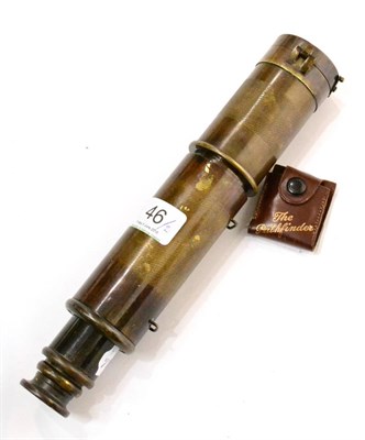 Lot 46 - Telescope Three Draw Brass with Compass built into objective lens cap, 1.5"; objective lens,...