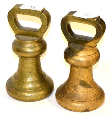 Lot 55 - A Pair of Avery 28lb Brass Bell Weights, no stamps or markings