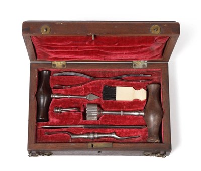 Lot 78 - Victorian Trepanning Set with seven instruments including a circular saw and a scalpel marked...