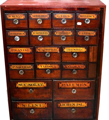 Lot 80 - A 19th Century Mahogany Drug Run, with eighteen graduated drawers, larger to bottom, smaller to...
