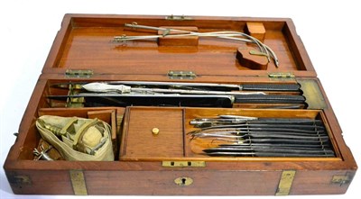 Lot 90 - A 19th Century Mahogany Cased Set of Surgical Instruments, the brass bound case containing two...